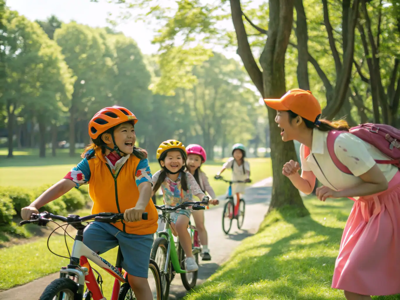 A photo of young cyclists participating in a youth cycling program, emphasizing the organization's commitment to fostering cycling among the younger generation.